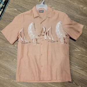 Vintage Men's Sailboat button down tiki shirt size large